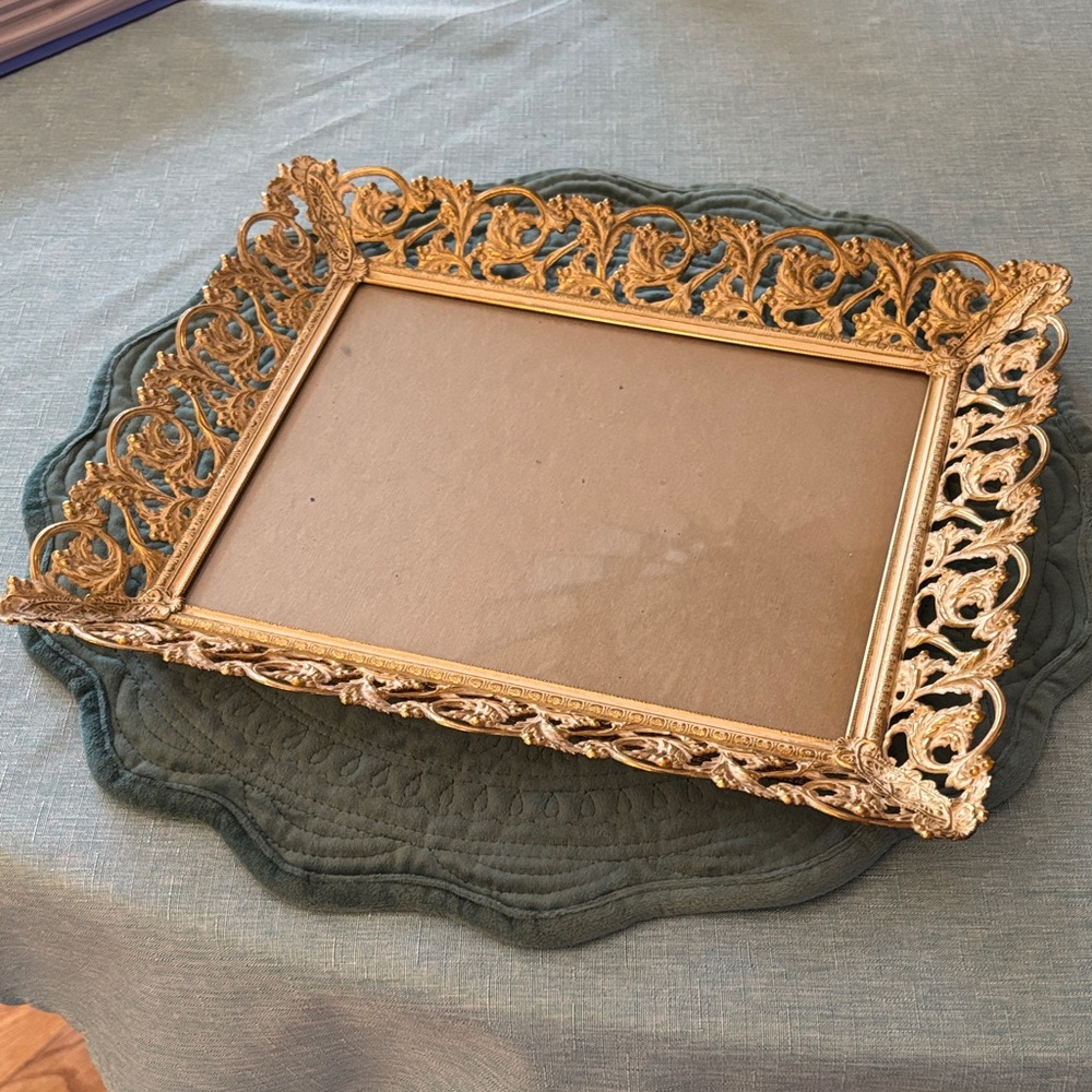 Ornate Gold Decorative Tray - Filigree Rectangle